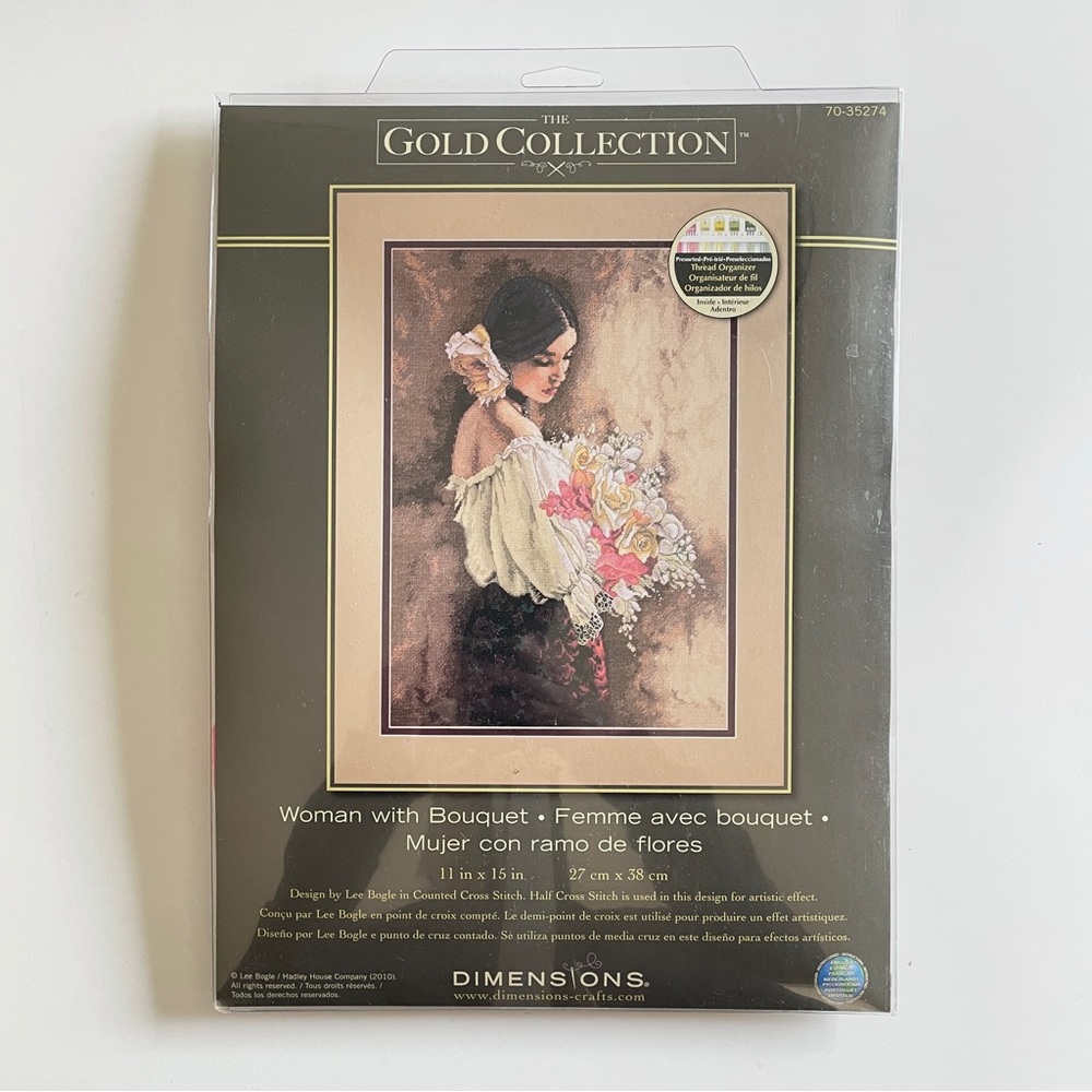 Dimensions Gold Collection Woman With Bouquet Cross Stitch Kit 70-35274 Bogle